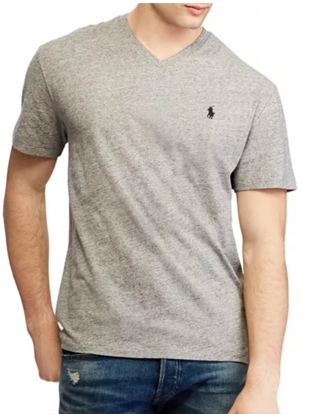 Polo Ralph Lauren Men's Heather Grey V-Neck T-Shirt (Size Large)